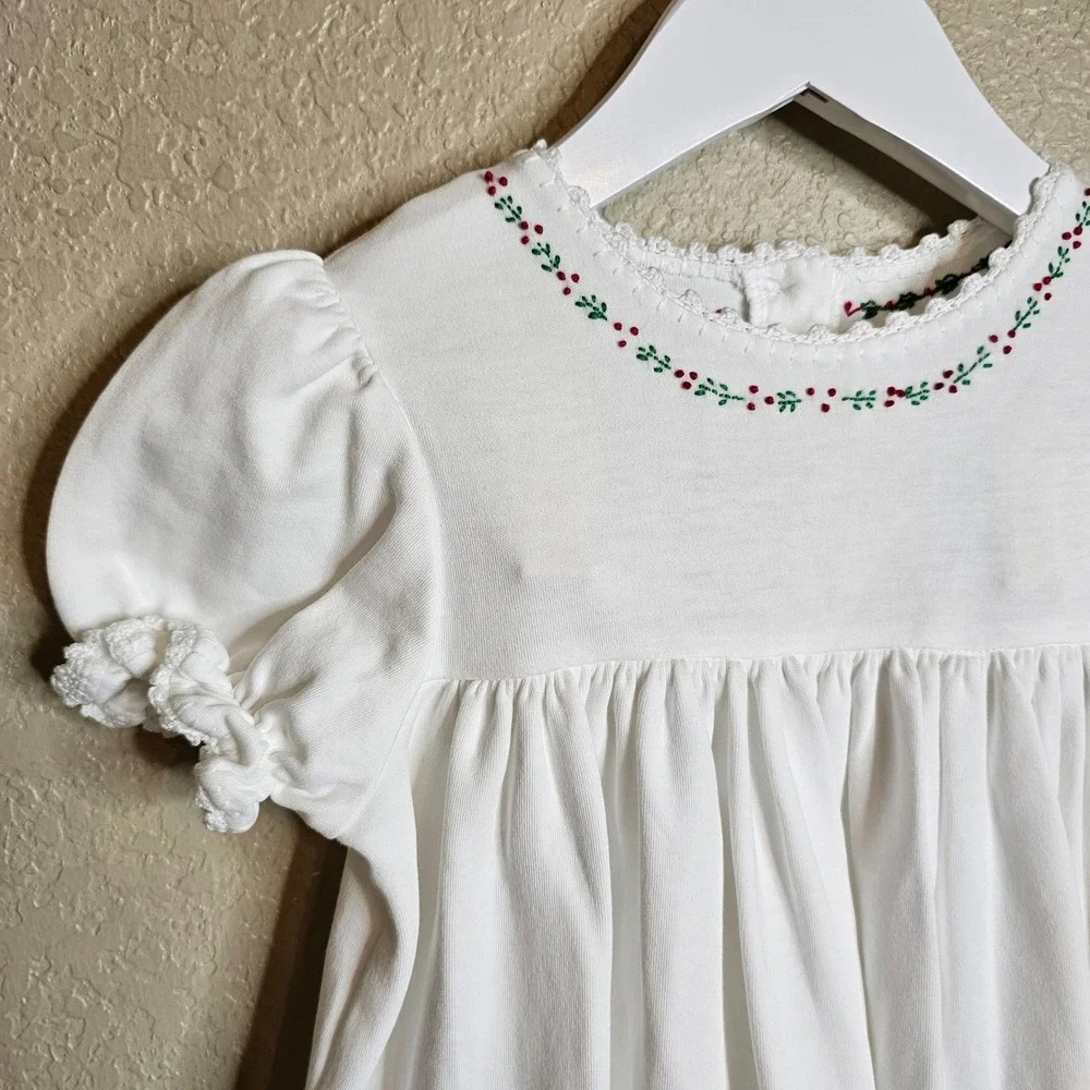 Pixie Lily White Pima Cotton Embroidered Holly Dress Girls 2T Holiday